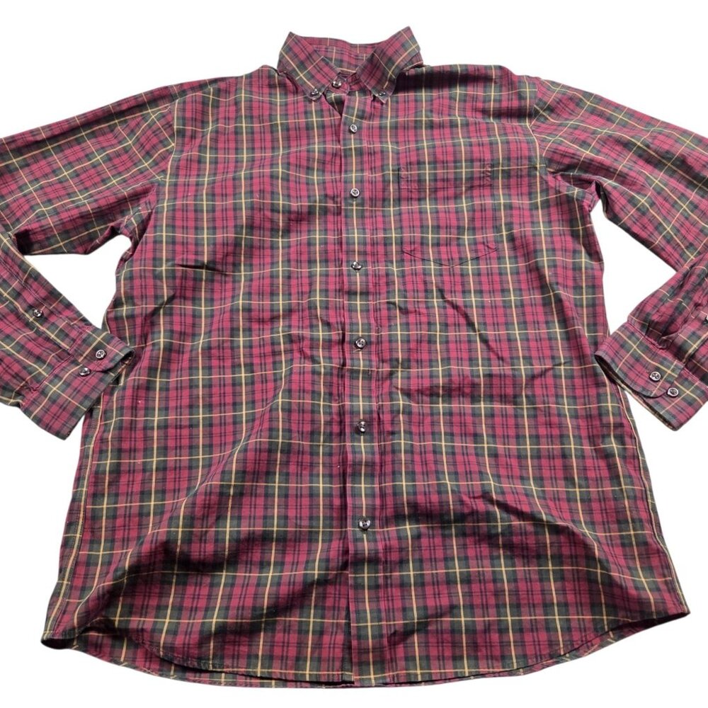 LL Bean Dress Shirt Mens Medium Multicolor Button Down Long Sleeve Preppy Plaid